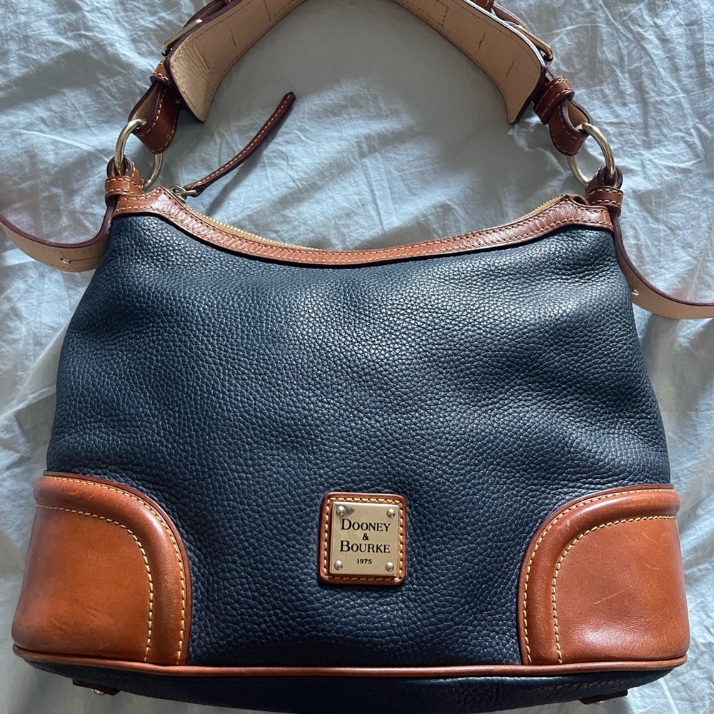Dooney & Bourke Black and Tan Leather Shoulder Bag